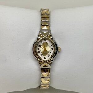 Vintage Mz Berger women watch silver gold tone oval case size 19mm running